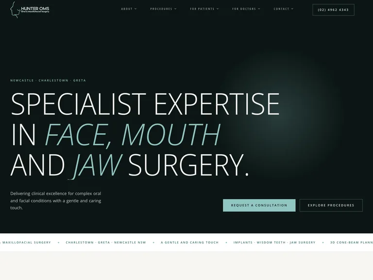 Hunter Oral and Maxillofacial Surgery website
