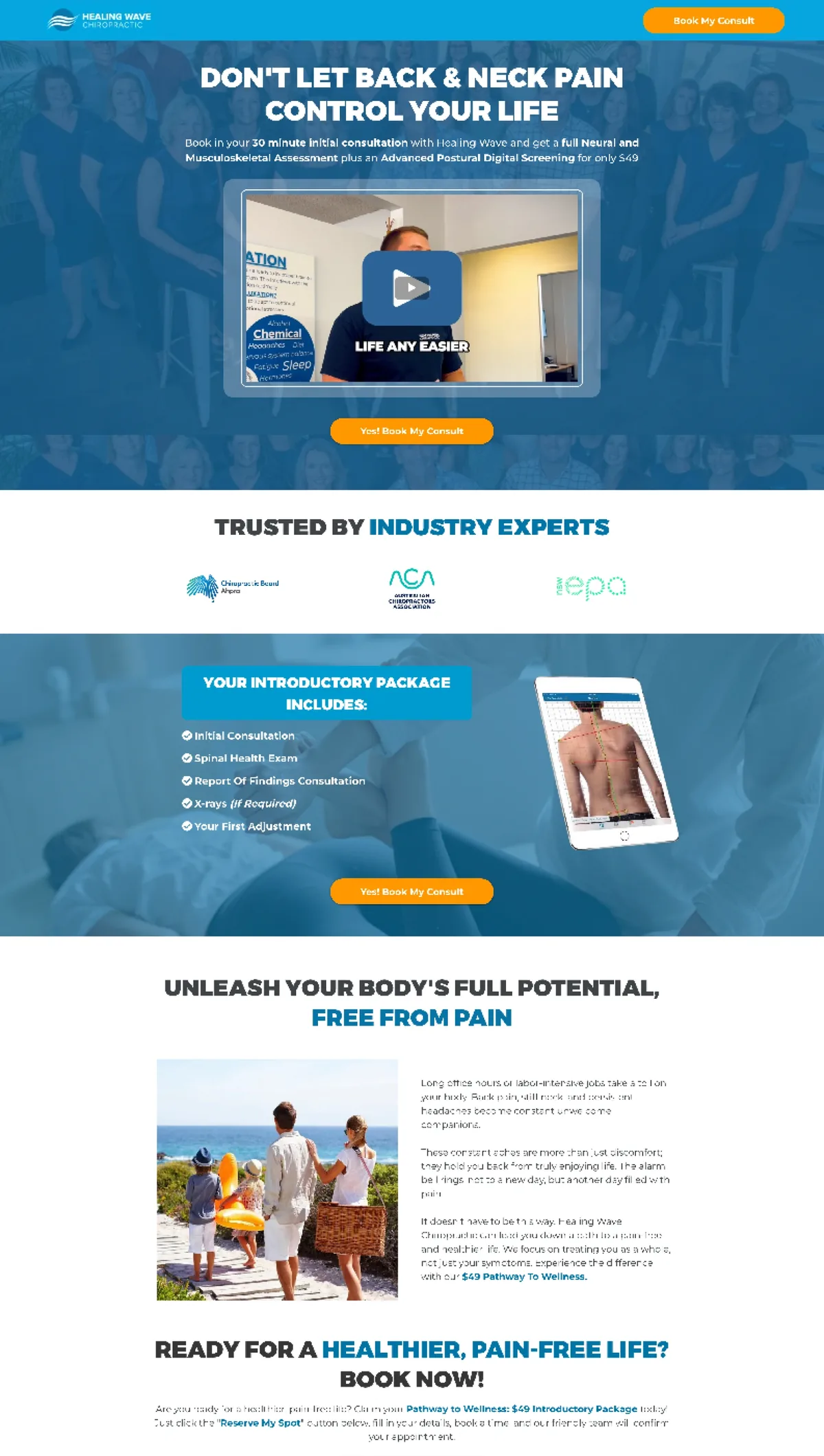 Healing Wave Chiropractic landing page