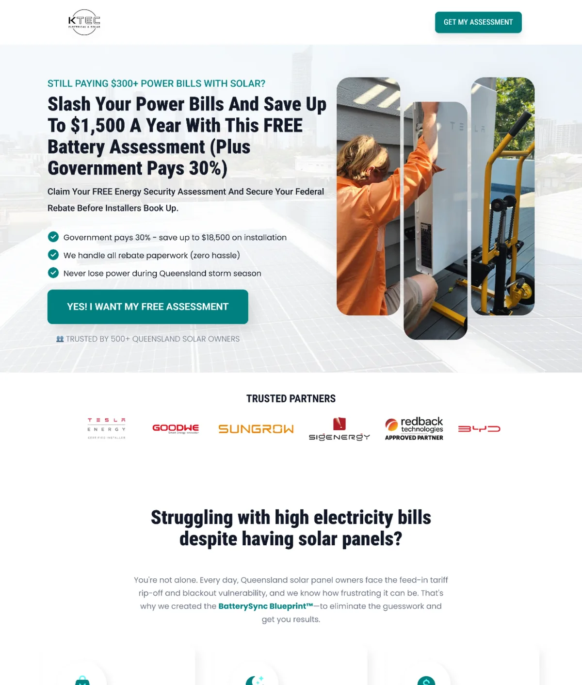 KTEC Electrical and Solar landing page