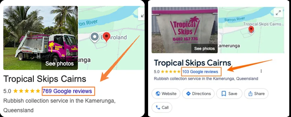 Tropical Skips Google reviews